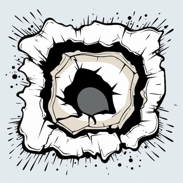 Pigmentación explosiva Un poderoso dibujo animado al viejo estilo de un agujero