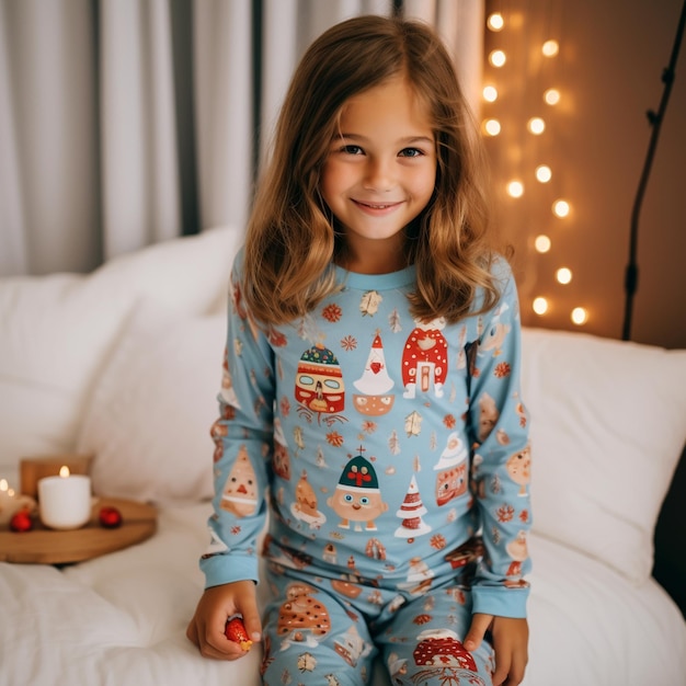 Foto pijama para crianças com pijama de manga longa de inverno