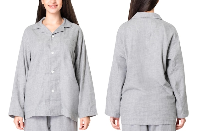 Pijama png maqueta de ropa de dormir unisex gris para el sueño