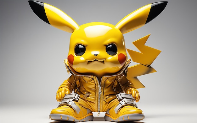 Pikachu futurista vestido com roupas esportivas em fundo transparente