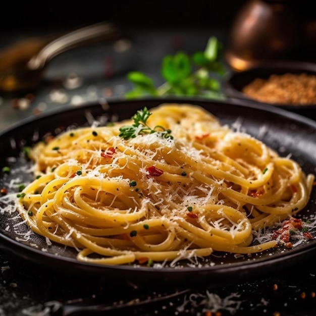 Pikante Spaghettiriegel Ein köstliches Mittagsgericht mit Tomaten und Sauce