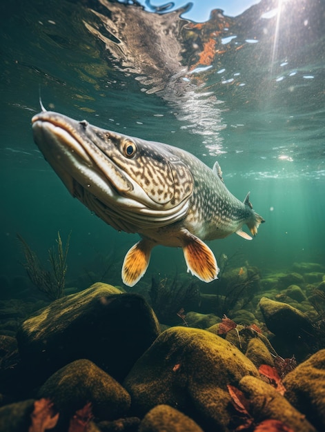 Pike em seu habitat natural Fotografia de vida selvagem IA generativa