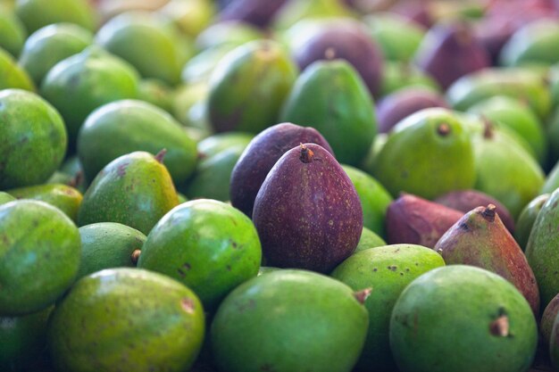 Pila de aguacates en un puesto de mercado