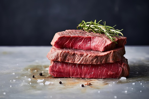 Foto una pila de carne de filete en la mesa