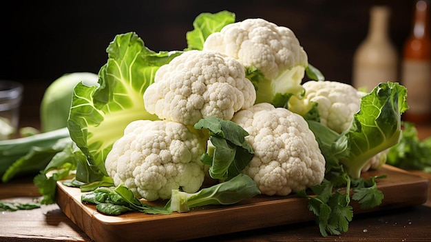 Foto una pila de coliflor aislada en blanco