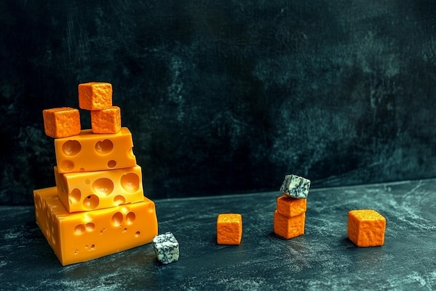 Pila de cubos de queso