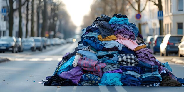 Foto pila de roupas na rua conceito moda de rua estilo urbano vestuário tendências vibe da cidade fotografia de moda