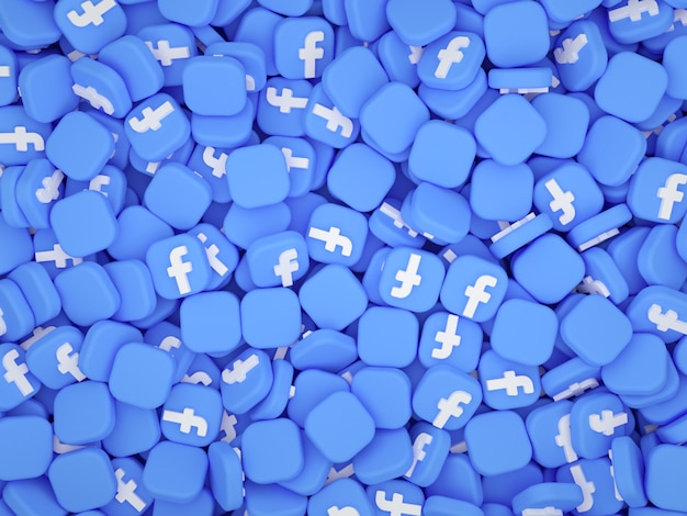 Pila de Facebook Logos fondo 3d