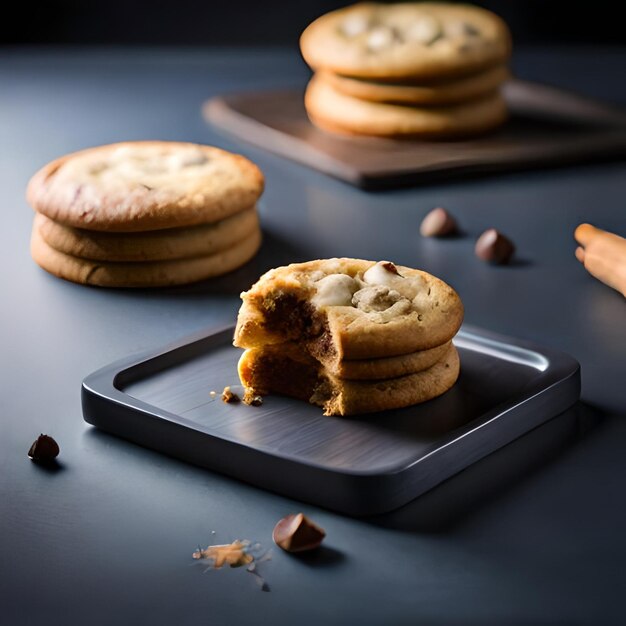 Una pila de galletas con un bocado sacado.