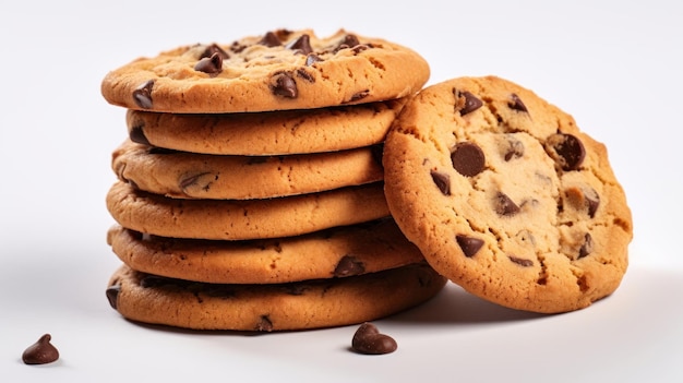 una pila de galletas con chispas de chocolate con chispas de chocolate encima.