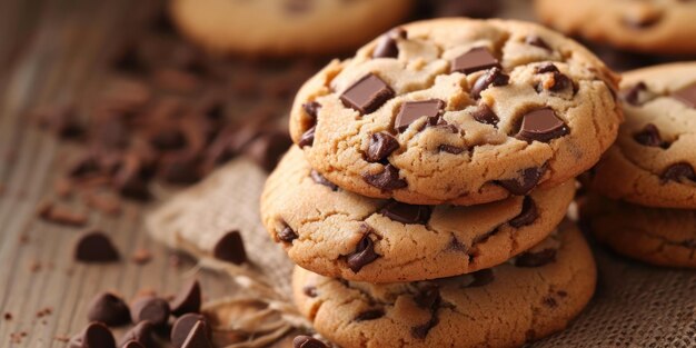 Una pila de galletas de chocolate en la mesa.