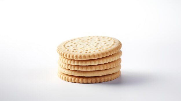 una pila de galletas redondas con un fondo blanco