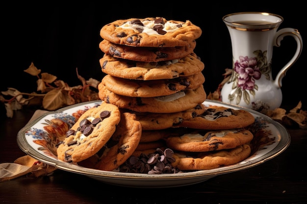 Pila de galletas variadas en un plato