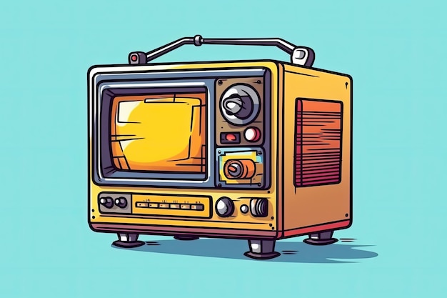 pila de ilustraciones de televisión retro en fondo blanco