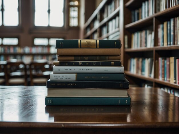 Foto una pila de libros apilados en el escritorio de la librería