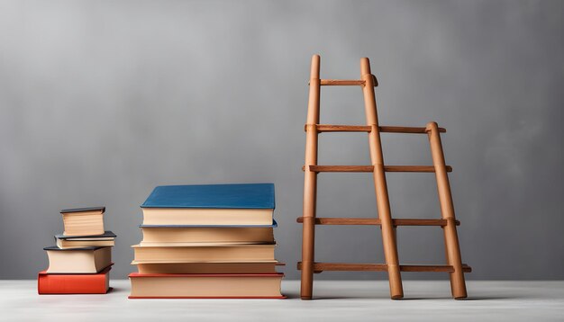 Foto una pila de libros por las escaleras uno de los cuales se titula el primero