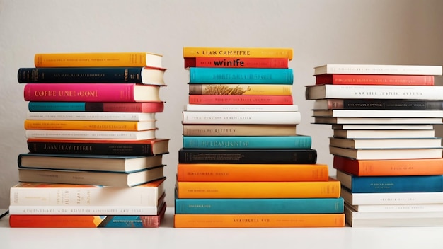 Foto una pila de libros de mesa de café de moda con fondo blanco