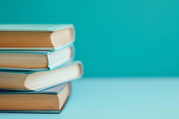 Una pila de libros en la mesa.