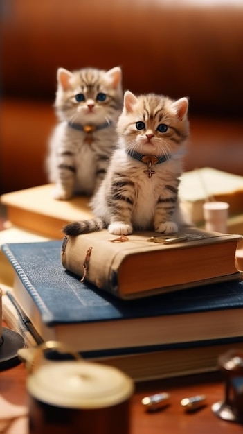 Una pila de libros con la palabra gato