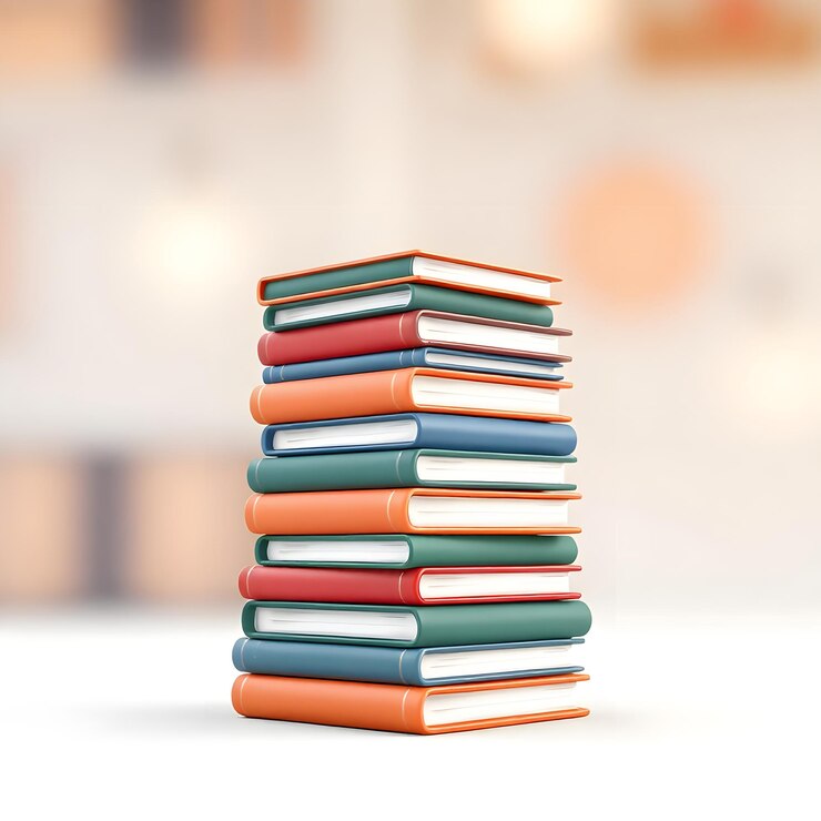 pila de libros sobre un fondo blanco