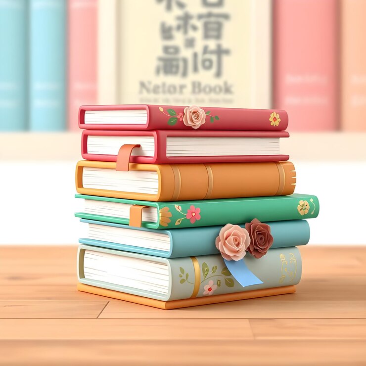 pila de libros sobre un fondo blanco