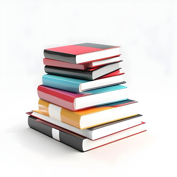pila de libros sobre un fondo blanco
