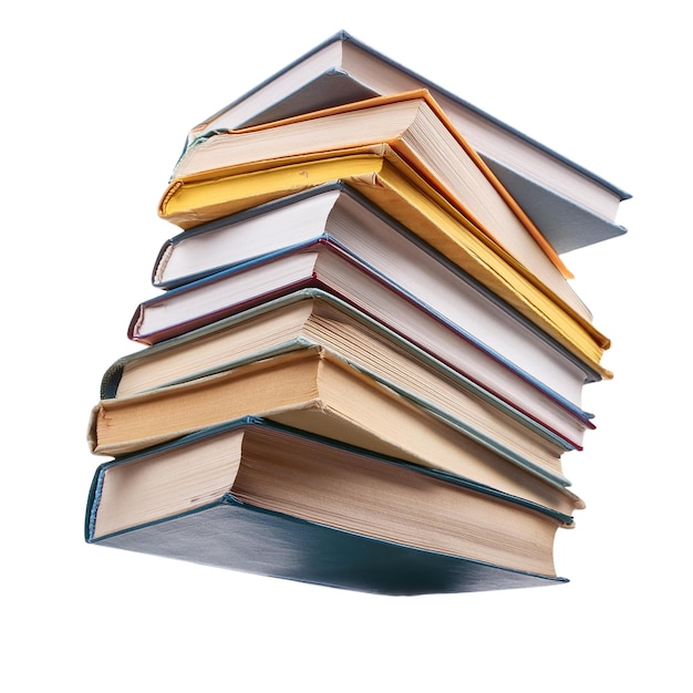 pila de libros superpuestos aislados sobre un fondo blanco