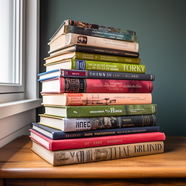 Una pila de libros con el título "toscan brugy" en la parte superior.