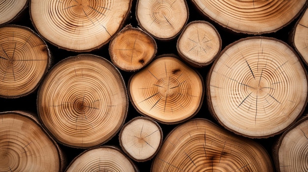 Pila de madera Fondo de troncos cortados de cerca