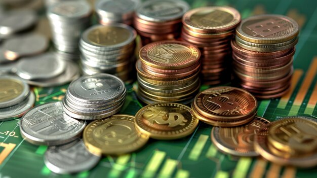 Una pila de monedas de criptomonedas