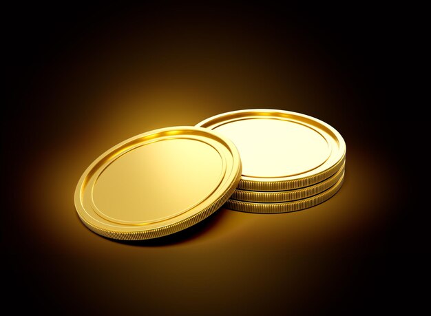 Una pila de monedas doradas redondeadas brillantes aisladas en un fondo de brillo dorado brillante Ilustración 3d