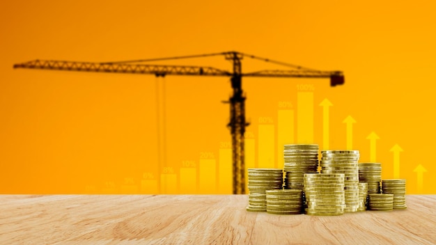 Una pila de monedas de oro Concepto de negocio de fondo Interés Ideas de inversión Devoluciones financieras Devoluciones de ahorro Negocios de inversión