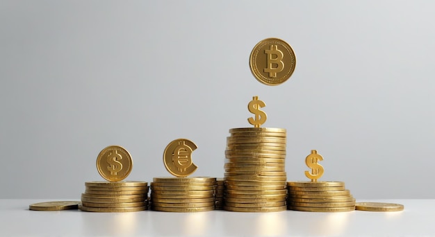 una pila de monedas de oro con el número 6 en ellas