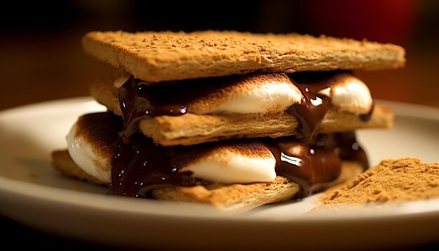 Foto una pila de panqueques caseros con chocolate derretido y jarabe generado por ia