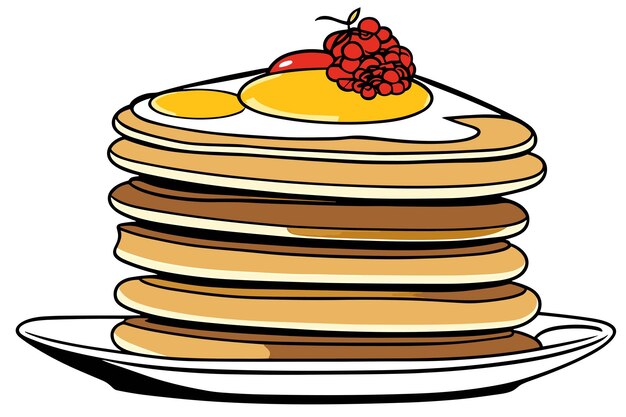 Pila de panqueques con mermelada de bayas en un plato ilustración vectorial