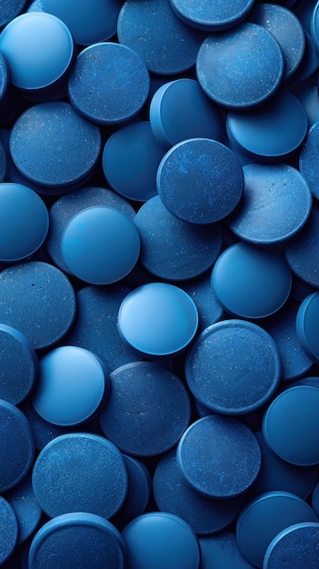 Una pila de pastillas azules en la mesa