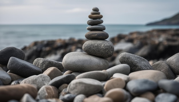 Una pila de piedras en la playa