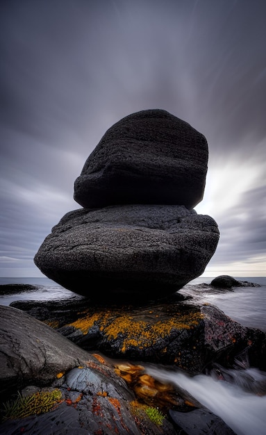 Una pila de rocas con la palabra la palabra en ella