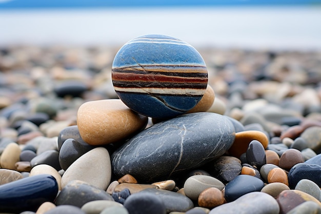 Una pila de rocas en una playa