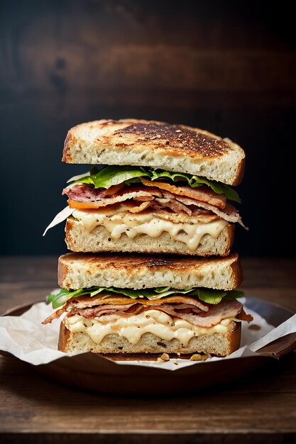 Una pila de sándwiches blt en un plato