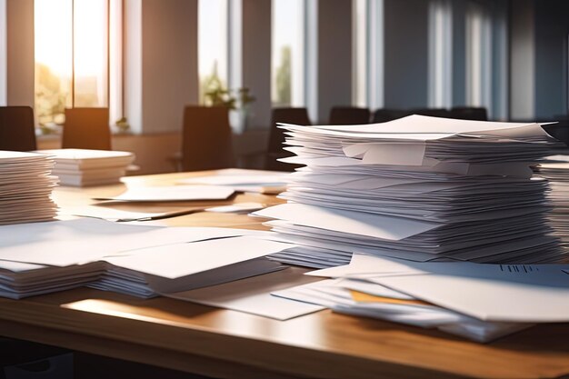 pila de sobres de papel sobre la mesa en conceptos de finanzas y negocios de oficina pila de documentos con sta