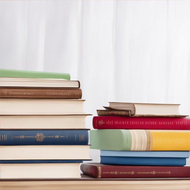 Foto pila de varios libros en una mesa