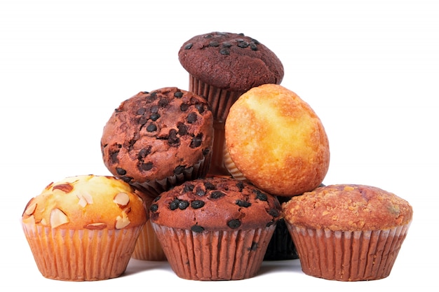 Pila de varios pasteles muffin cup