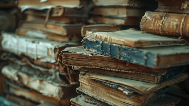 Foto una pila de viejos libros hechos de madera dura como de un tronco de árbol