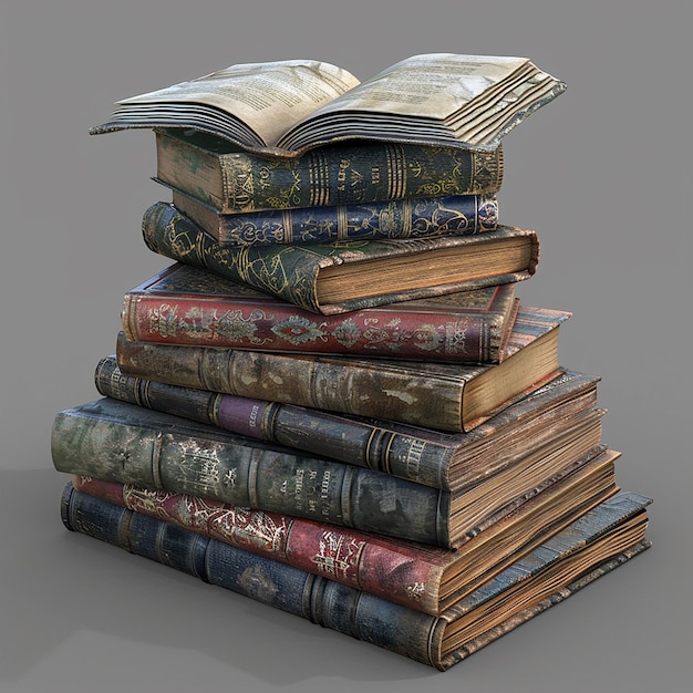 una pila de viejos libros con la palabra la palabra en la parte superior