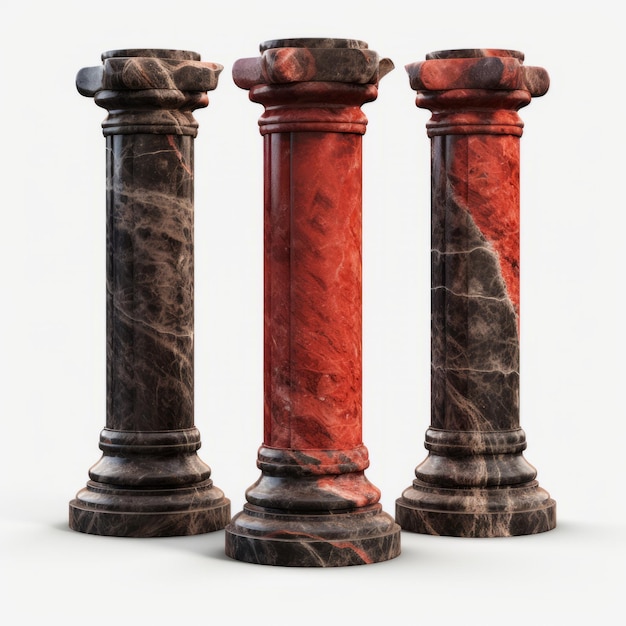 Foto pilares de mármore vermelho e preto incrivelmente detalhados impecáveis 8k hyper real png com back transparente