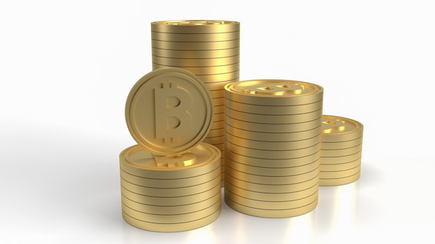 Las pilas de bitcoins en blanco