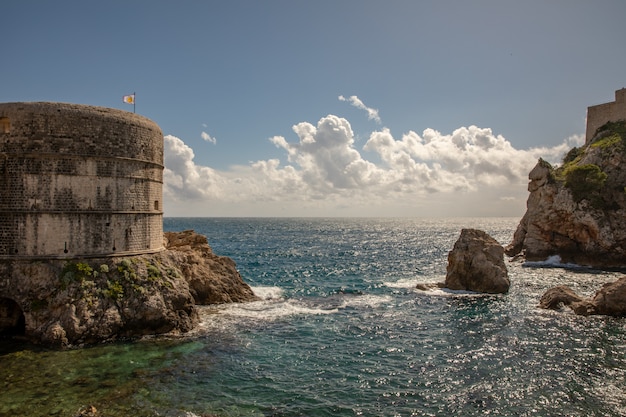 Pile Bay, Dubrovnik, cidade velha, cidade, parede, e, fortaleza, Lovrijenac