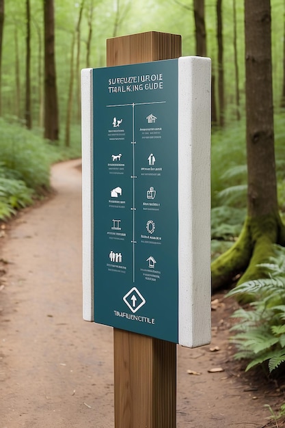 Foto pilgrimage trail walking guide signage mockup com espaço branco vazio para colocar seu projeto