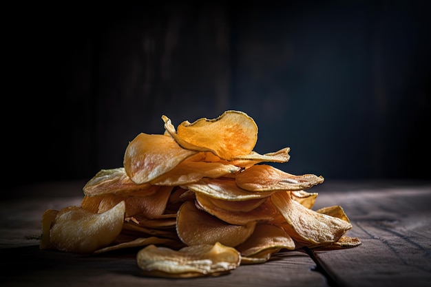 Pilha de batatas fritas salgadas crocantes